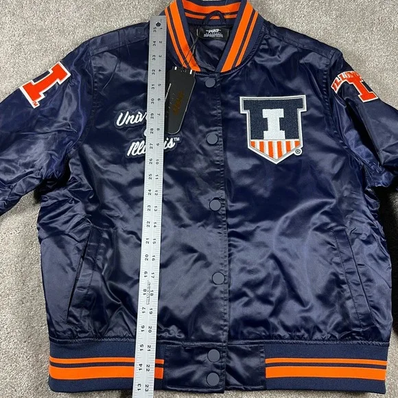 Pro Standard Womens Medium Navy Blue University Of Illinois Varsity Jacket NWT - Picture 7 of 8